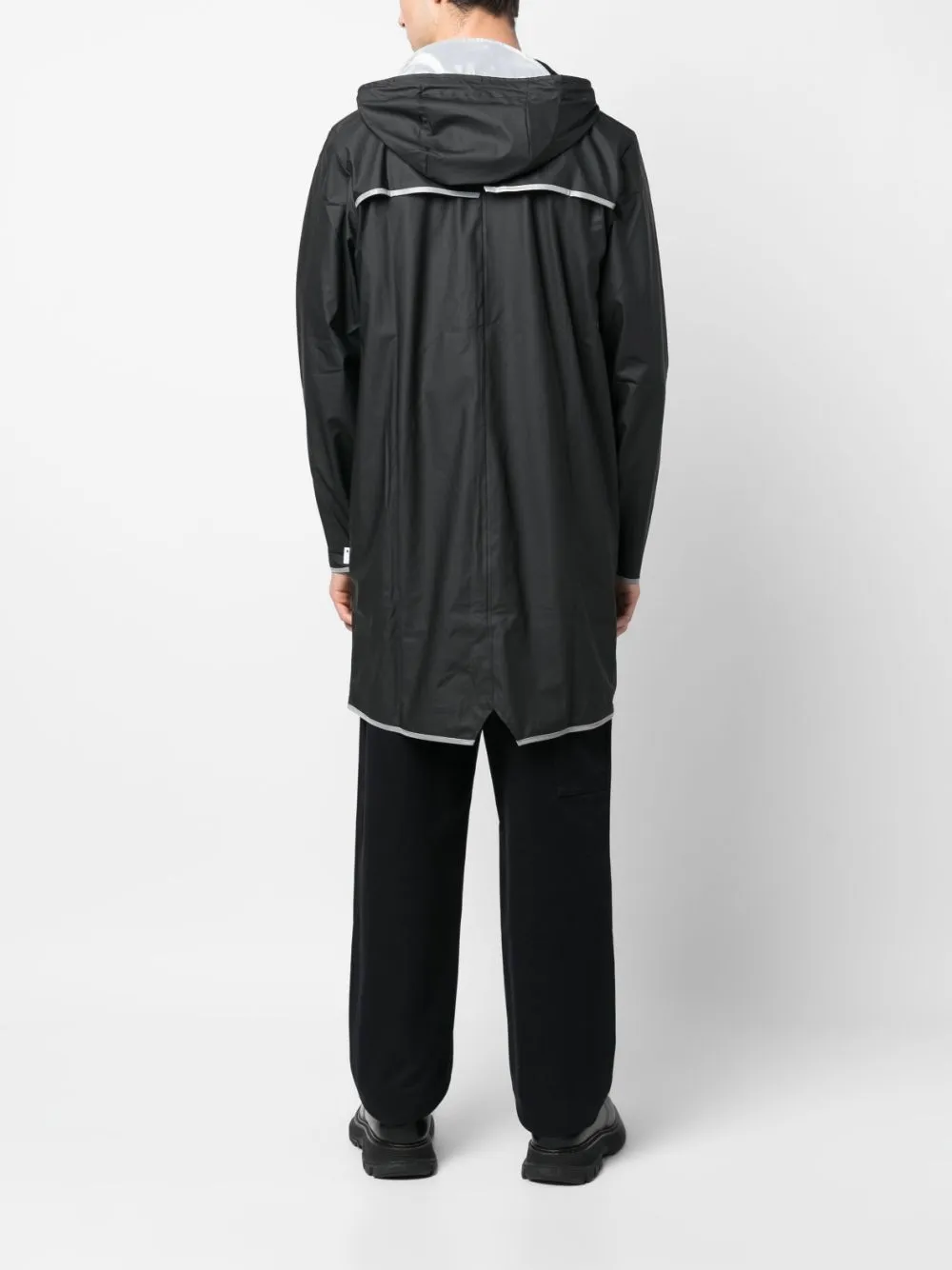 zip-up hooded raincoat