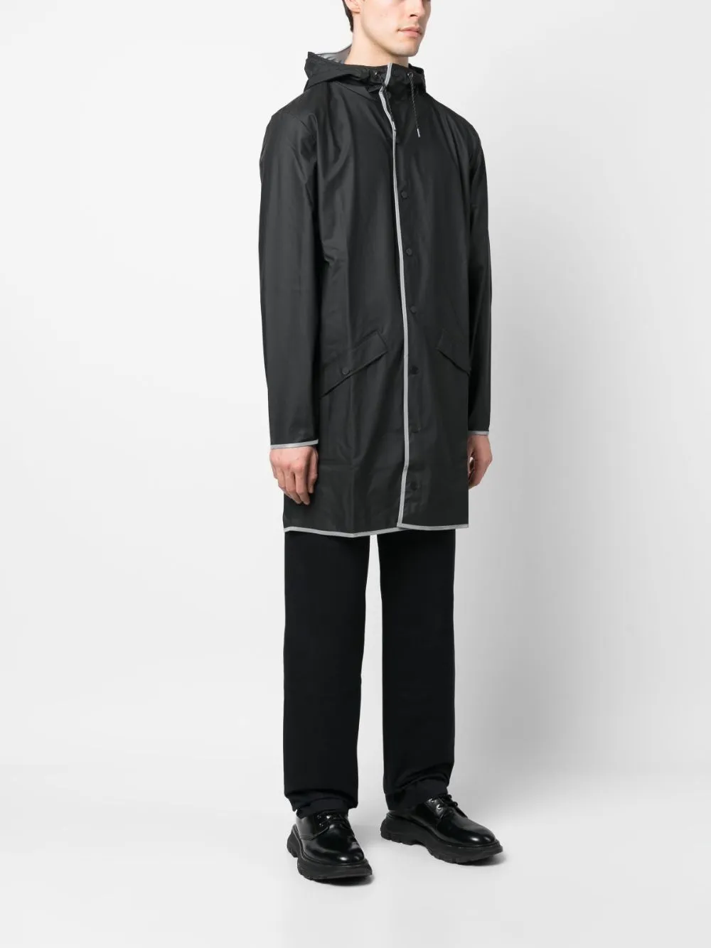 zip-up hooded raincoat
